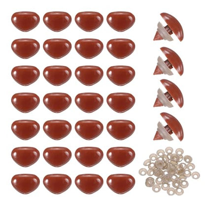 MECCANIXITY 50set 15mm Large Plastic Triangle Safety Noses Brown with Washer for Crochet Stuffed Animal Doll Craft Puppet Plush Toy Bear - color: Brown, size: 15mm