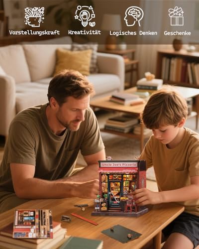 Cutefun Book Nook Kits for Adults - DIY Miniature Pizza Shop House Kit - color: Uncle Joe's Pizzeria