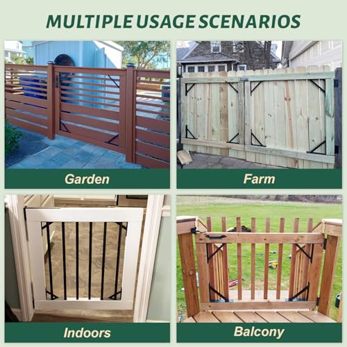 2 Set Gate Frame Fence Kit with Gate Latch,Heavy Duty Anti Sag Gate Kit, Gate Corner Brace Bracket Hardware for Wooden Privacy Fence Gate Garden Wooden Driveway Gates, Shed Doors, Corral