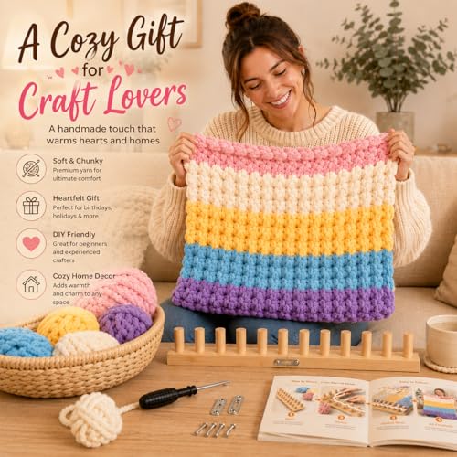 48'' Chunky Knitting Blanket Loom, Adjustable Wood Knit Loom with Detachable Modules, Portable Hand Weaving Loom Kit for Beginners, DIY Yarn Craft Tool for Home & Trave (48 inch) - size: 48 in – 4 Sections