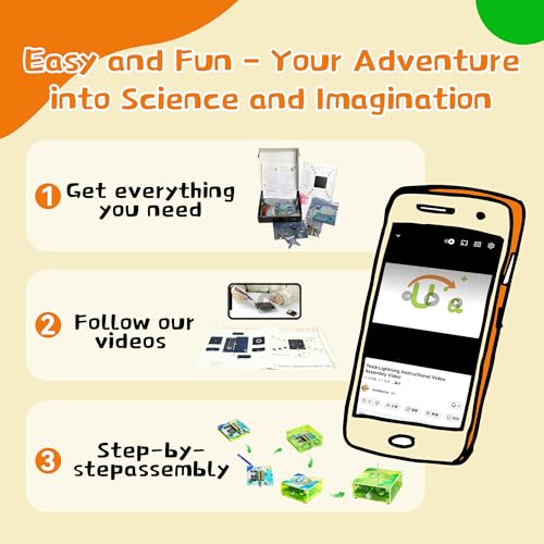 eUda+ STEM Tesla Lightning Kit For Kids&Adults Science Kits For Kids Age 12-14 Stem Kits For Kids Age 14-16 Electronic Science Kits Soldering Practice Kit For Beginners 12+(Soldering Version, RFG PRO) - size: Rectangular-Fluorescent Green (RFG PRO)