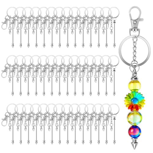 42 Pack Beadable Keychain Bars DIY Blank Beadable Keychains - style: 42 Pack - Silver