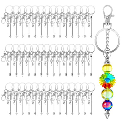 42 Pack Beadable Keychain Bars DIY Blank Beadable Keychains - style: 42 Pack - Silver