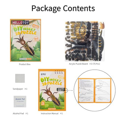 3D Acrylic Insect Puzzle DIY Bug Model Kit Animal STEM Gift - color: Mole Cricket