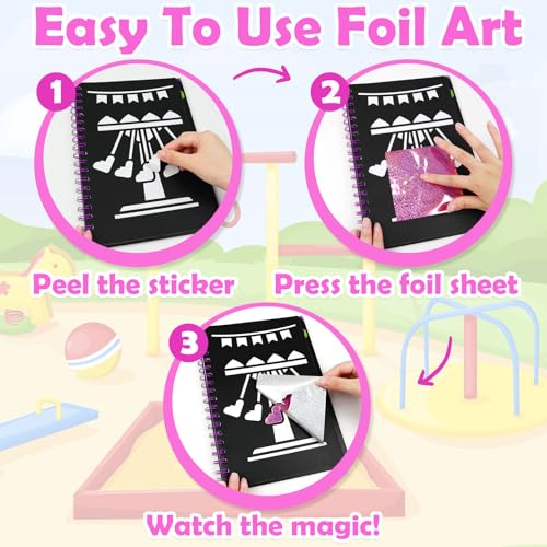 FUNNYB&G Foil Art Craft Kit for Kids, Sparkly Birthday Gift Toy for Girls - style: Amusement Park