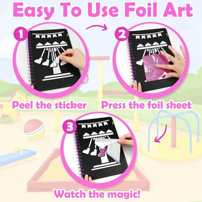 FUNNYB&G Foil Art Craft Kit for Kids, Sparkly Birthday Gift Toy for Girls - style: Amusement Park
