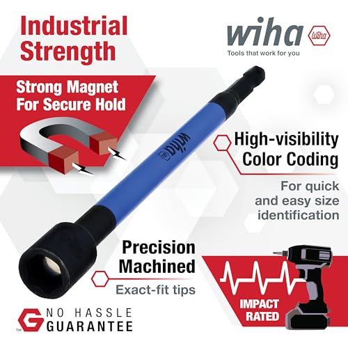 Wiha 70487 Color Coded Magnetic Nut Setter Set, 6 Inch Metric, 6 Piece