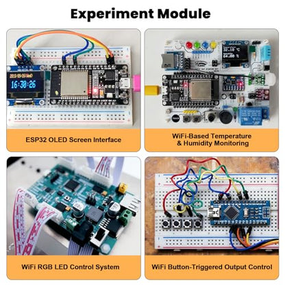 Basic Starter Kit for ESP32 ESP-32S WiFi Development Board, Beginner Electronics Learning Kit with Sensors and Modules, Arduino IDE Compatible, IoT Programming Starter Set