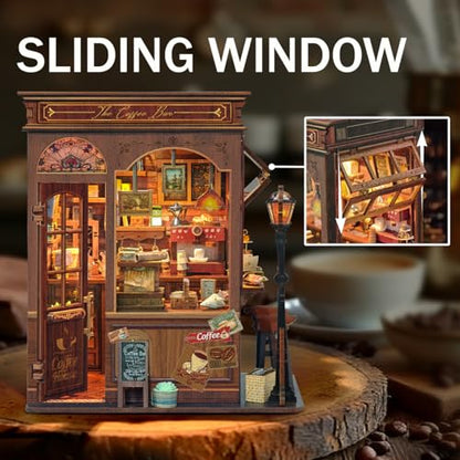 Book Nook Kit DIY Miniature House 3D Wooden Puzzle - Morning Mist Cafe - color: Morning Mist Cafe
