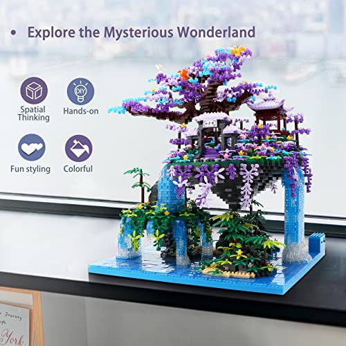 The Moon Palace Chinese Architecture Micro Building Blocks Set with LED Lights, 4574PCS Cherry Blossom Tree Model Kit, Collectible Cultural Gift for Adults & Teens - color: The Moon Palace