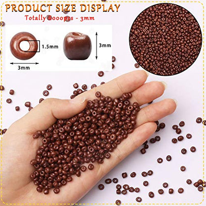 5000pcs Brown Red Glass Seed Beads Bulk, Small Tiny Waist Spacer Beads for Bracelet, Necklace Jewelry Making, DIY Craft Projects(3mm 8/0) - color: Brown Red, size: 3mm