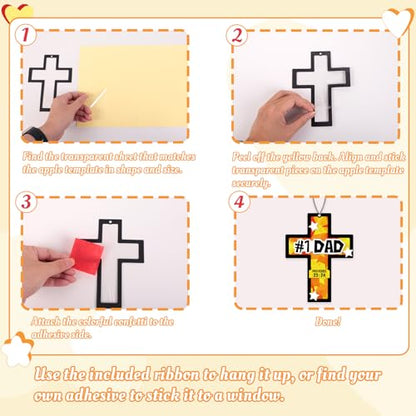 Renbuzhu 36PCS Fathers Day Crafts Bulk: Father's Religious Paper Suncatchers, Christian Sunday School Classroom Activity DIY Kits Gifts Decorations, Window Stained Glass Effect Art Supplies - style: fathers day