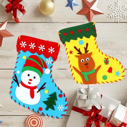 Yssreey 8 Sets Christmas Felt Crafts DIY Christmas Felt Stockings with Ornaments Handmade Sewing Sock Kits Create Your Own Christmas Stockings for Kids Christmas Favors