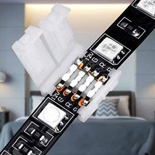 WENHSIN 10Packs 4-Pin RGB LED Light Strip Connectors 10mm Unwired Gapless Solderless Adapter Terminal Extension - size: 10MM-4PIN