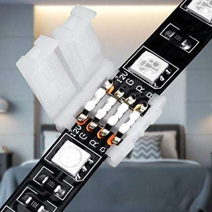 WENHSIN 10Packs 4-Pin RGB LED Light Strip Connectors 10mm Unwired Gapless Solderless Adapter Terminal Extension - size: 10MM-4PIN