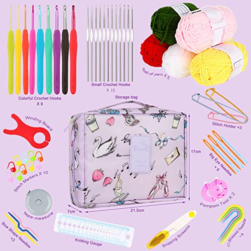 Aeelike Beginner Crochet Kit, Light Purple - color: light purple