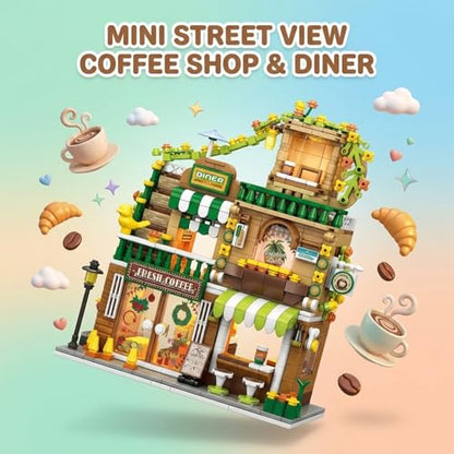 City Street View Building Blocks, Modular Architecture Model - color: Verdant Mocha