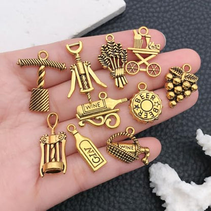 WOCRAFT 60pcs Antique Gold Wine Bracelet Charms for Jewelry Making Sets DIY Necklace Bracelet Keychain Crafting Charms Kit Craft Supplies (SN870) - color: Antique Gold, size: Wine Charms