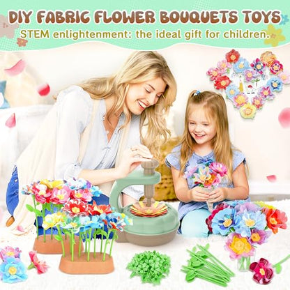 GirlsHome 300+PCS Fabric Flower Bouquets Toys, DIY Flower Craft Kits - color: Green Brown