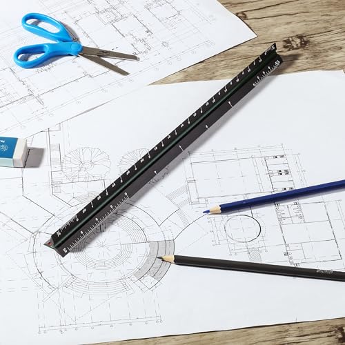 Mr. Pen- Architectural Scale Ruler, 12 Inch, 2 pcs, Black & Silver - color: Black & Silver, size: 2 Pack