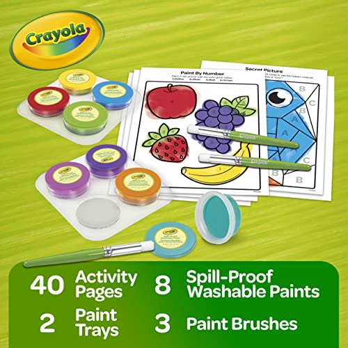 Crayola Spill Proof Paint Set (8ct), Washable Toddler Paint Kit, with Brushes, Pots, Activity Pages, Arts & Crafts Kit, Gift for Toddlers, Ages 3+ (Pack of 2) - size: 1 Count (Pack of 2), style: Spill Proof Paints