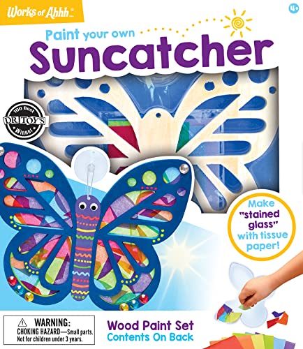 Works of Ahhh... Craft Set - Suncatcher Classic Wood Paint Kit - Premium Quality, Educational, and Fun Activity for Kids and Families - Great Gift Idea for Holidays, Birthdays, and Everyday Playtime - style: Suncatcher