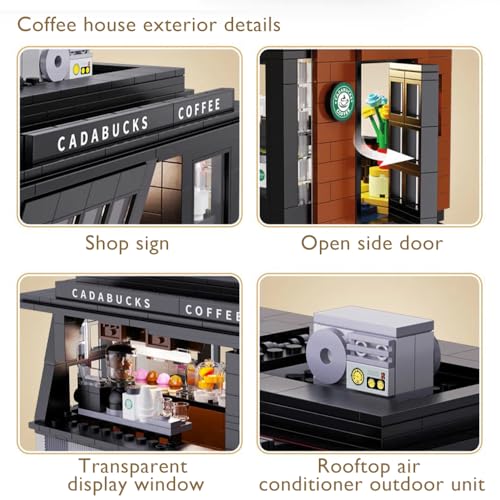 Coffee House - Building Blocks,768 PCS LED Street View Model for Adults - style: Coffee House