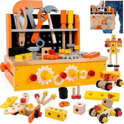 Wooden Kids Tool Bench 54 PCS Montessori STEM Tool Set for Toddlers Age 3+