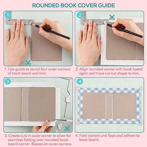2Pcs/Set,Book Cover Guide,5-in-1 Stainless Steel Metal Bookbinding Cover Tool for Making Book Cover Creating Book or Album Covers Out of Chipboard Makes Creating Covers Out of Chipboard Simple - color: 2Pcs/Set Book Cover Guide