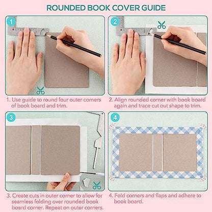 2Pcs/Set,Book Cover Guide,5-in-1 Stainless Steel Metal Bookbinding Cover Tool for Making Book Cover Creating Book or Album Covers Out of Chipboard Makes Creating Covers Out of Chipboard Simple - color: 2Pcs/Set Book Cover Guide