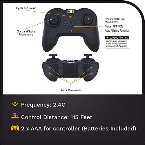 Diecast Masters RC Truck CAT 336 Excavator | Fully Functional Radio Control 1:24 Scale Model Remote Truck, Caterpillar Trucks Yellow 25001