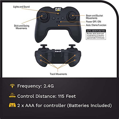 Diecast Masters RC Truck CAT 336 Excavator | Fully Functional Radio Control 1:24 Scale Model Remote Truck, Caterpillar Trucks Yellow 25001