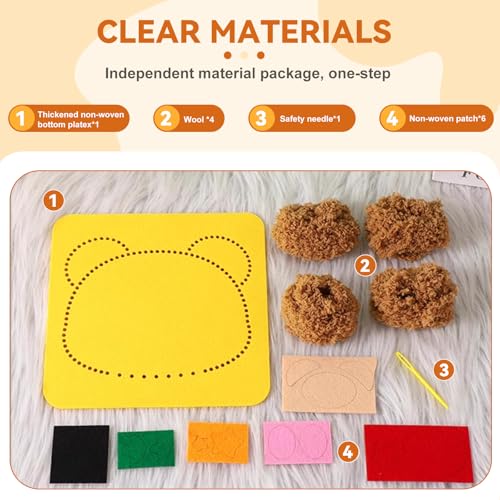 Vanttokeey DIY Embroidery Doll Set, 4pcs Cute Cartoon Animal Sewing Craft Kit Sewing Projects Yarn Board (Deer + Elephant + Lion + Bear) - color: Deer + Elephant + Lion + Bear