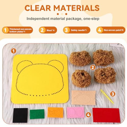 Vanttokeey DIY Embroidery Doll Set, 4pcs Cute Cartoon Animal Sewing Craft Kit Sewing Projects Yarn Board (Deer + Elephant + Lion + Bear) - color: Deer + Elephant + Lion + Bear