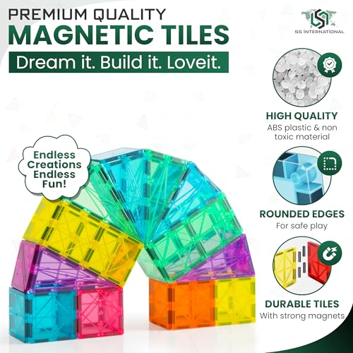 Magnetic Tiles 100 Pcs with 2 Cars STEM Building Blocks Toys for Kids 3+