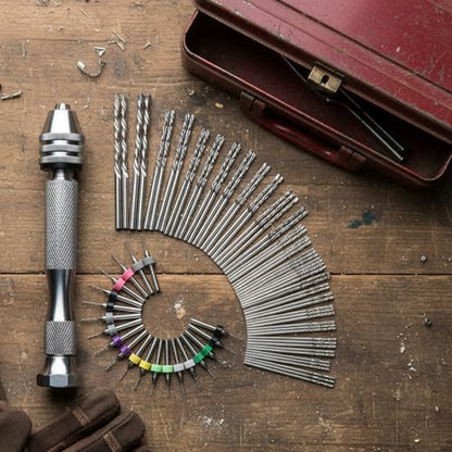Vinsot 95 Pcs Micro Drill Bits Set with Pin Vise Hand Drill, Silver - color: Silver