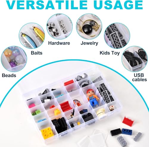 Clear Visible Plastic Storage Box with Removable Dividers, 36 Grids, Suitable for Jewelry, Screws Hardware Accessories Organizer, Crafts, Fishing Tackle - size: 36Grids 1pcs