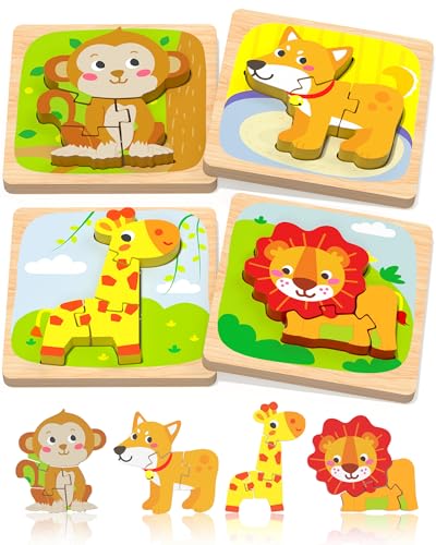Benresive Wooden Toddler Puzzles, Montessori Toddler Toys for 1 2 Year Old - style: 4 PCS