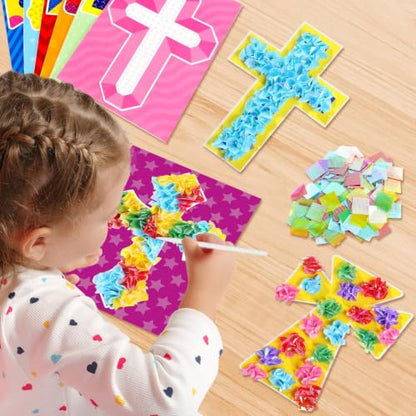 Lonfliness 8 Pcs Cross Poke in Craft Kits for Kids Mess Free DIY Art - style: Cross