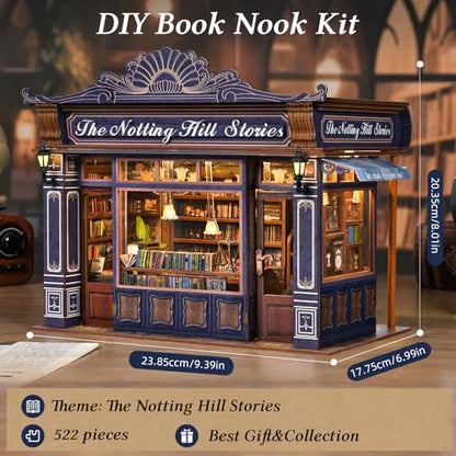 TOYQI Book Nook Kit, DIY Miniature Dollhouse Kit for Adults and Teens - color: Notting Hill Stories