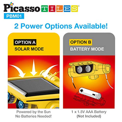 PicassoTiles 12-in-1 Solar Powered Transform Robot Set STEM Kids Educational Learning Engineering Building Toy Creative Unique Transformation Energy Science Experiment DIY Kit Boy Girl Age 8+ PBM01 - color: 12-in-1 Transformation