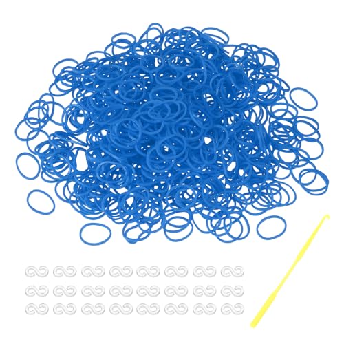 MECCANIXITY 600 Pcs Loom Rubber Bands Kit with 25 Pcs S-Clips 1-Hook Rubber Bands Refill Bracelet Making Kits for Weaving DIY Handcrafts Gift, Blue - color: Blue
