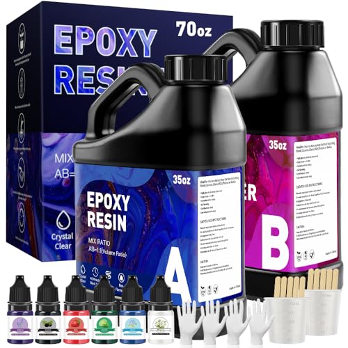 Epoxy Resin Kit 70OZ - No Yellowing & Less Bubble 2 Part Epoxy Resin for Beginners, 1:1 Ratio Art Resin for Wood Casting, Jewelry Making, Art Crafting & Countertop Coating (35OZ×2) - size: 70 OZ