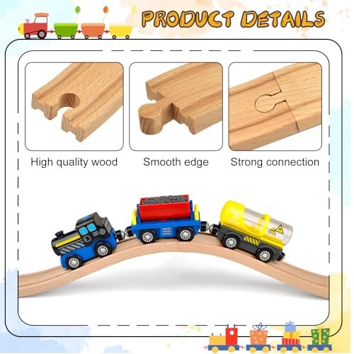 6 Pieces Ascending Wood Train Tracks Wood Train Tracks Expansion Compatible with Most Train Tracks Wood Train Track Connectors for Girls Boys Birthdays (6 PCS, Ascending) - color: 6pack