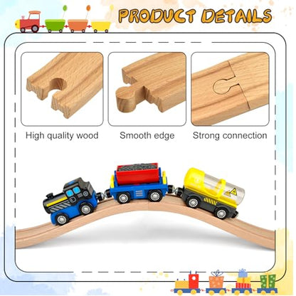 6 Pieces Ascending Wood Train Tracks Wood Train Tracks Expansion Compatible with Most Train Tracks Wood Train Track Connectors for Girls Boys Birthdays (6 PCS, Ascending) - color: 6pack
