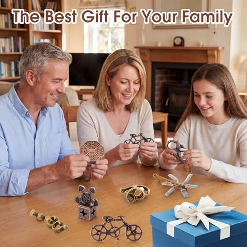 Wettarn 9 Pcs Metal Brain Teasers 3D Steel Puzzle Set, Fresh Style - style: Fresh Style