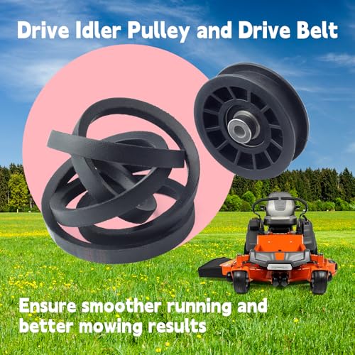 539110311 & 539110411 Drive Idler Pulley and Belt Kit Replacement for Husqvarna Z254F Lawn Mower, Replace 607163 14259 12400