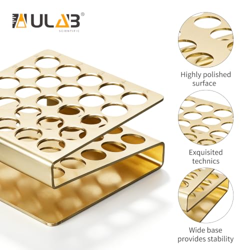 ULAB Tube Rack, Aluminum Material, 2PCS 25holes(5×5), Suitable for Tubes of Dia.≤17mm,Yellow Color,UTR1018 - color: 2*25holes Aluminum