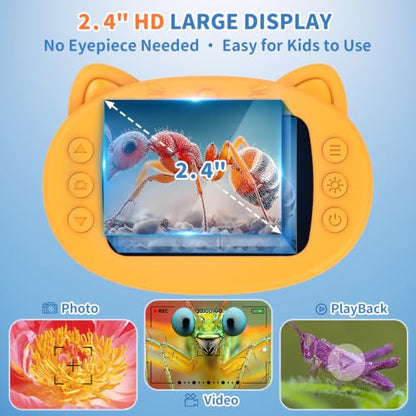Kids Handheld Digital Microscope 1000X: Science Gift Kit STEM Toy Ages 5-13 - color: Yellow