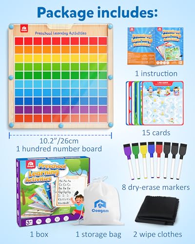 Coogam Handwriting Hundred Board, Wooden Montessori Math Manipulative